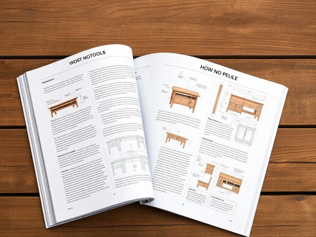 Detailed Woodworking Guide PDF open booklet with annotated schematics
