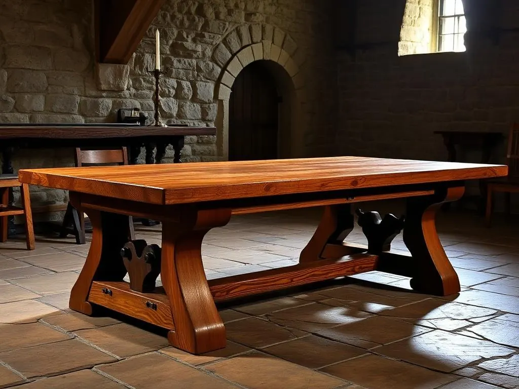 Medieval Furniture Reproduction Plans PDF Guide heavy oak trestle table