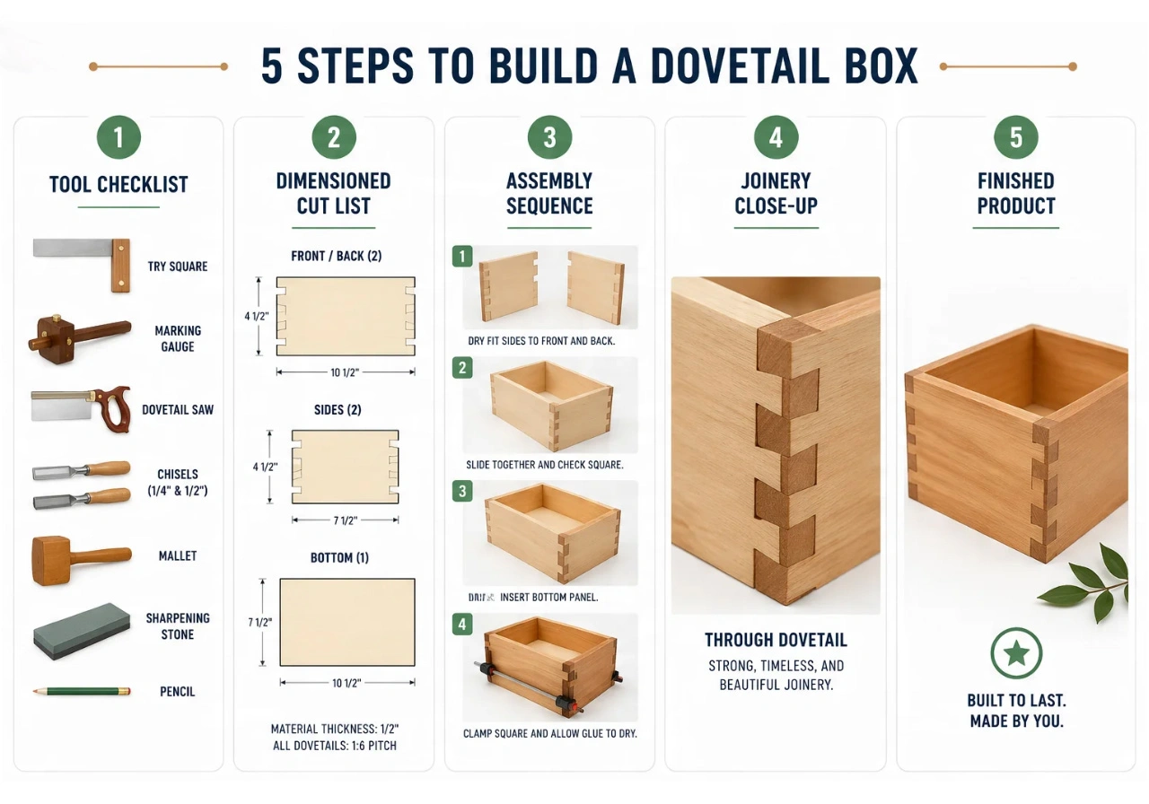 Visual Guide Structure - 5 Step Learning Process for Woodworking Tutorials